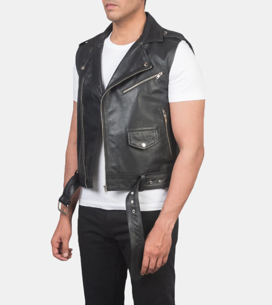 Archer Men's Black Biker's Leather Vest