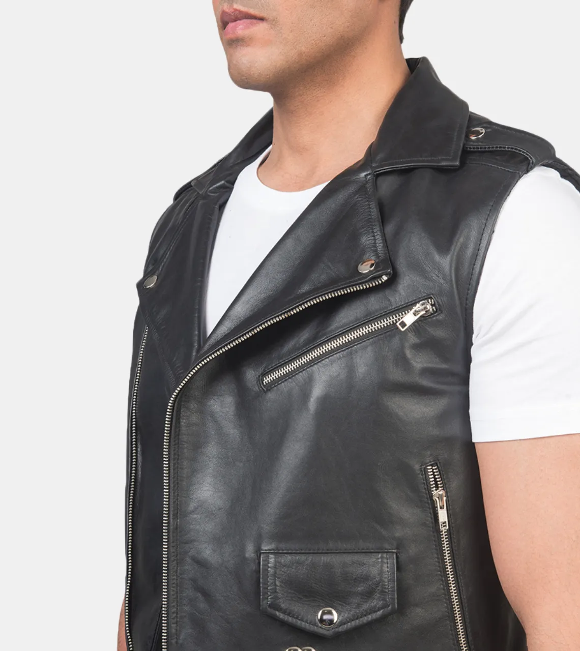 Archer Men's Black Biker's Leather Vest