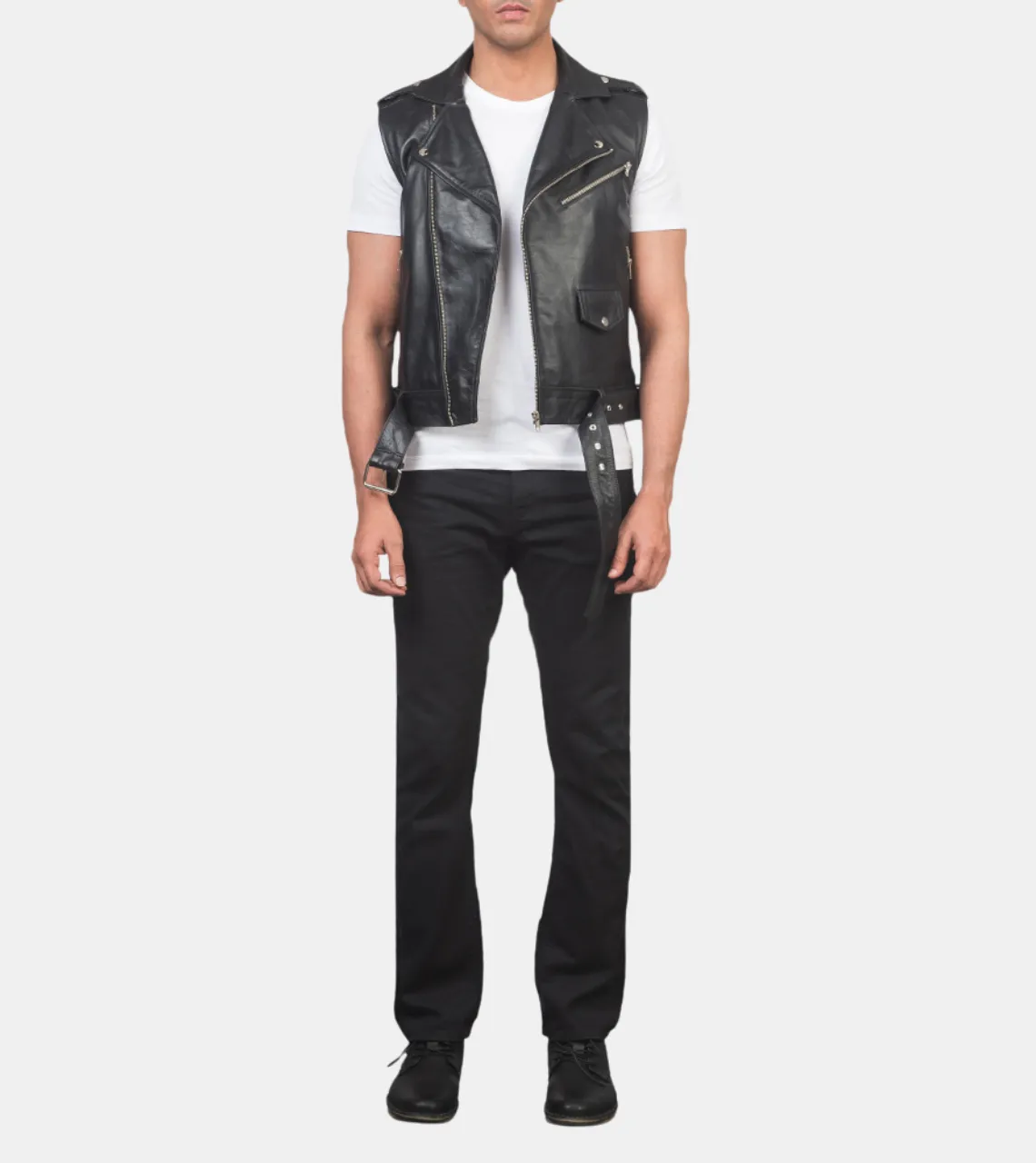 Archer Men's Black Biker's Leather Vest