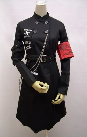 Black High Neck Visual Long Sleeve Punk Coat