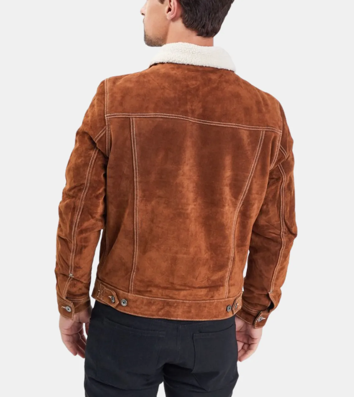 Cassius Men's Brown Shearling Suede Leather Jacket