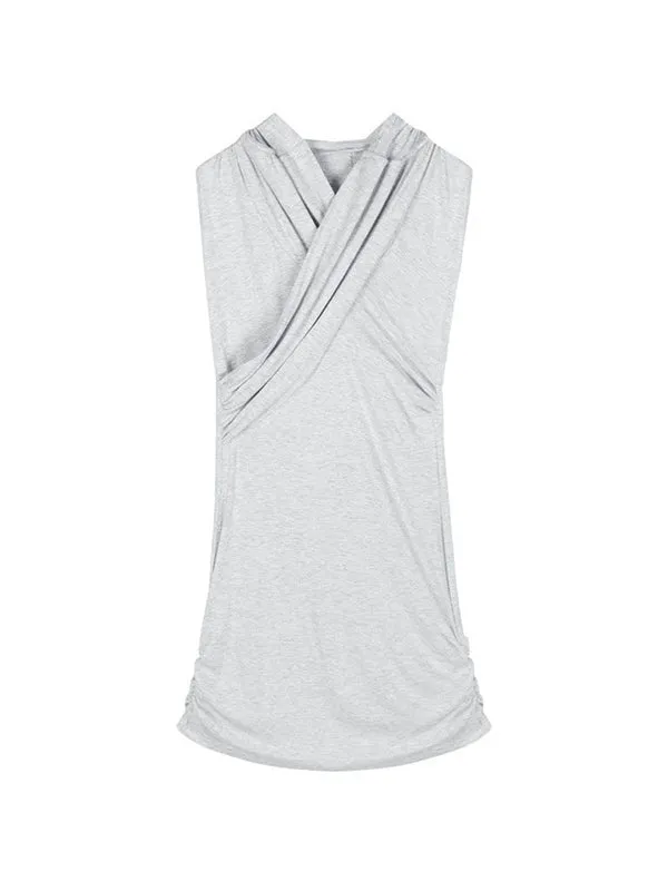 Cross Over Backless Hooded Mini Dress