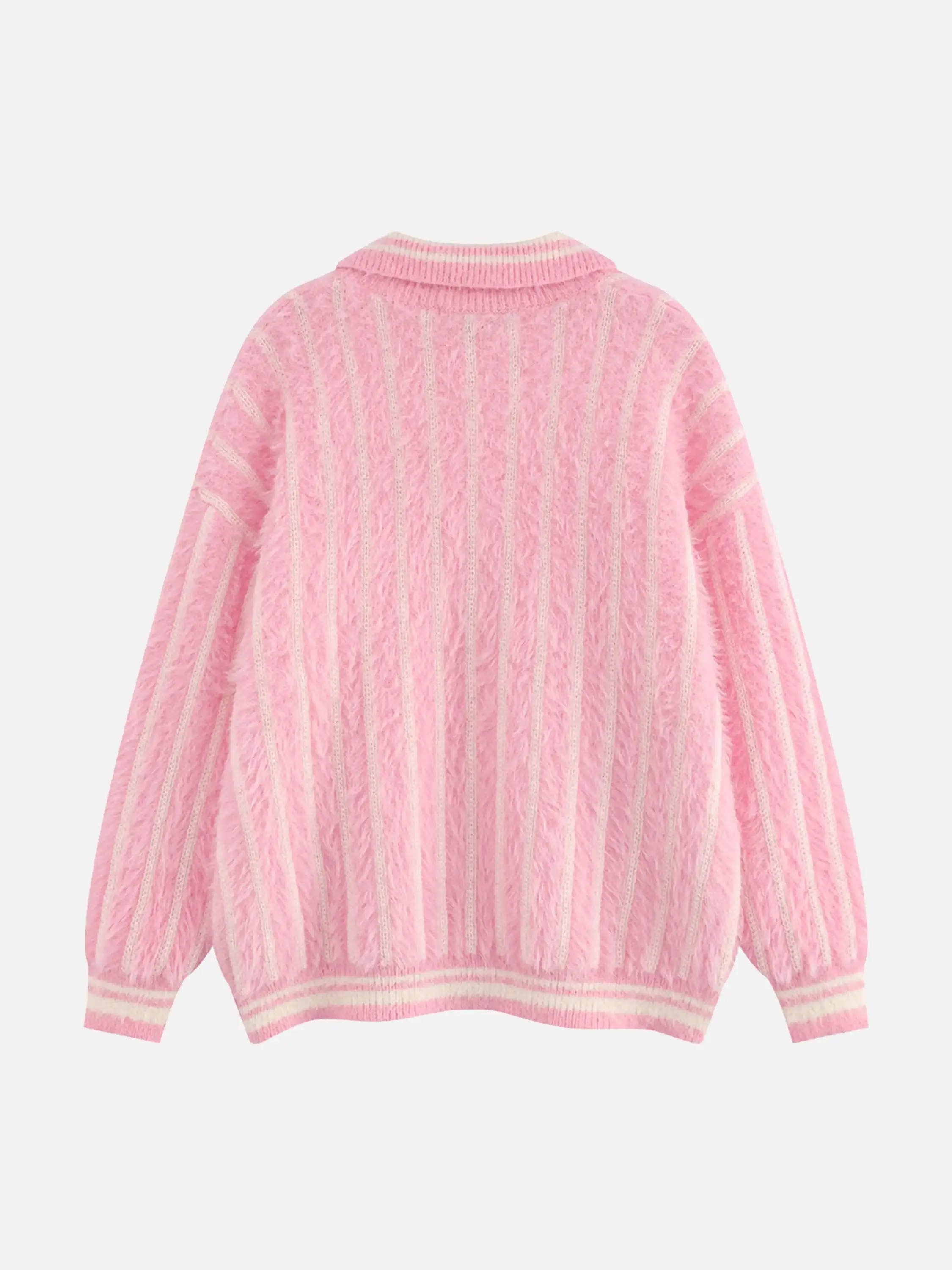 Disguisen Mohair Polo Collar Stripe Sweater
