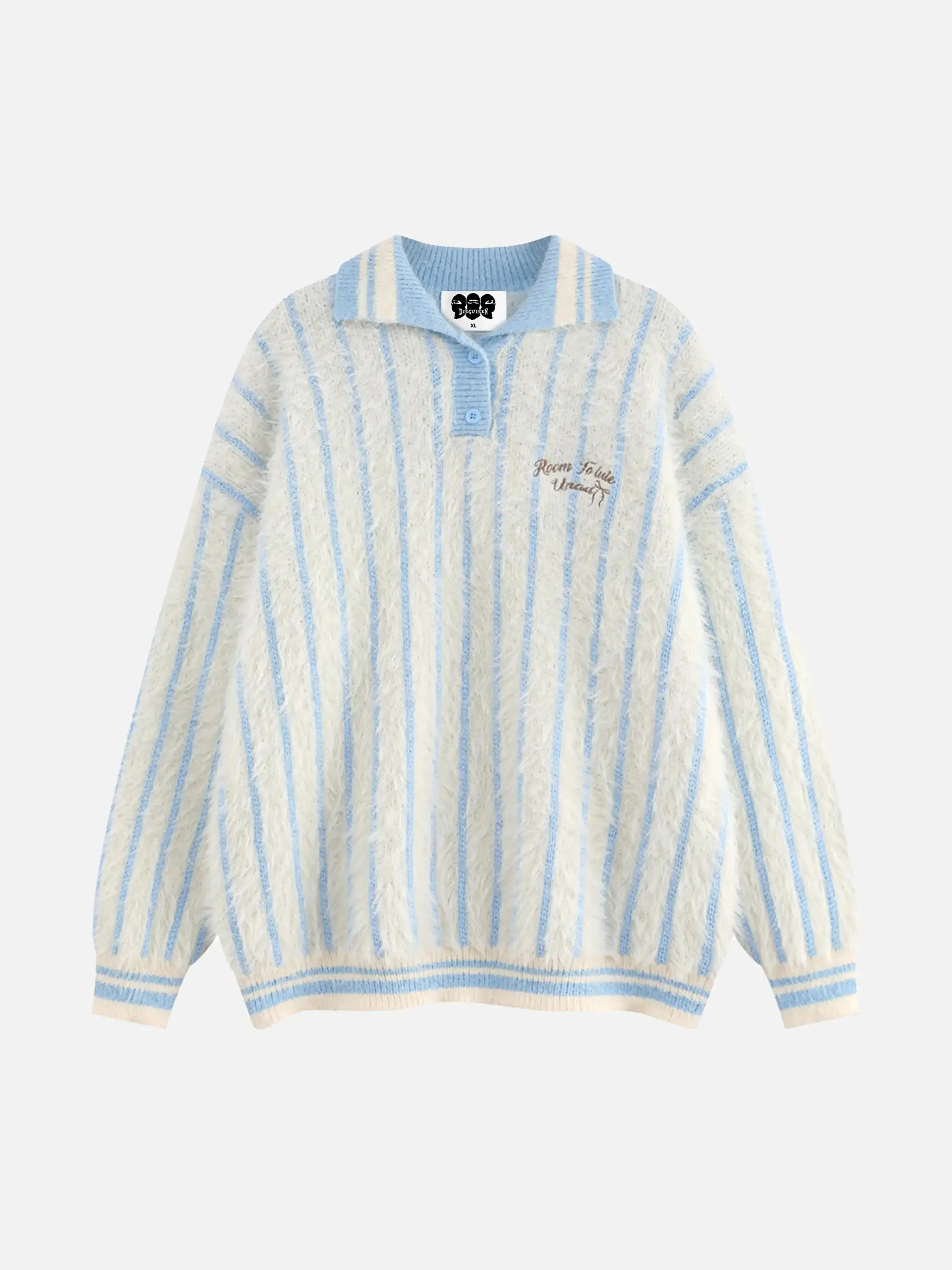Disguisen Mohair Polo Collar Stripe Sweater