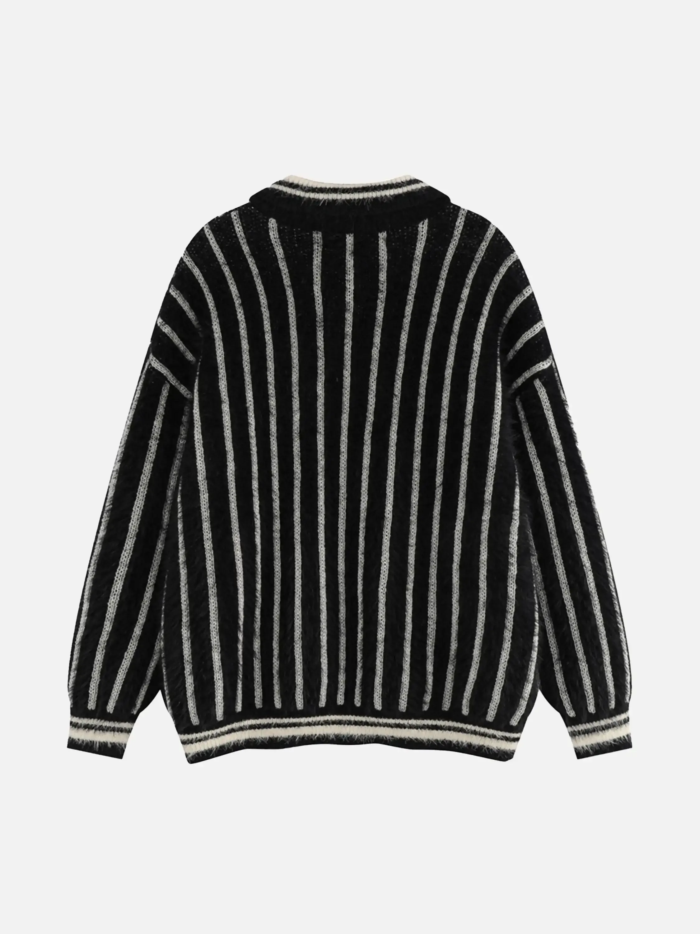 Disguisen Mohair Polo Collar Stripe Sweater