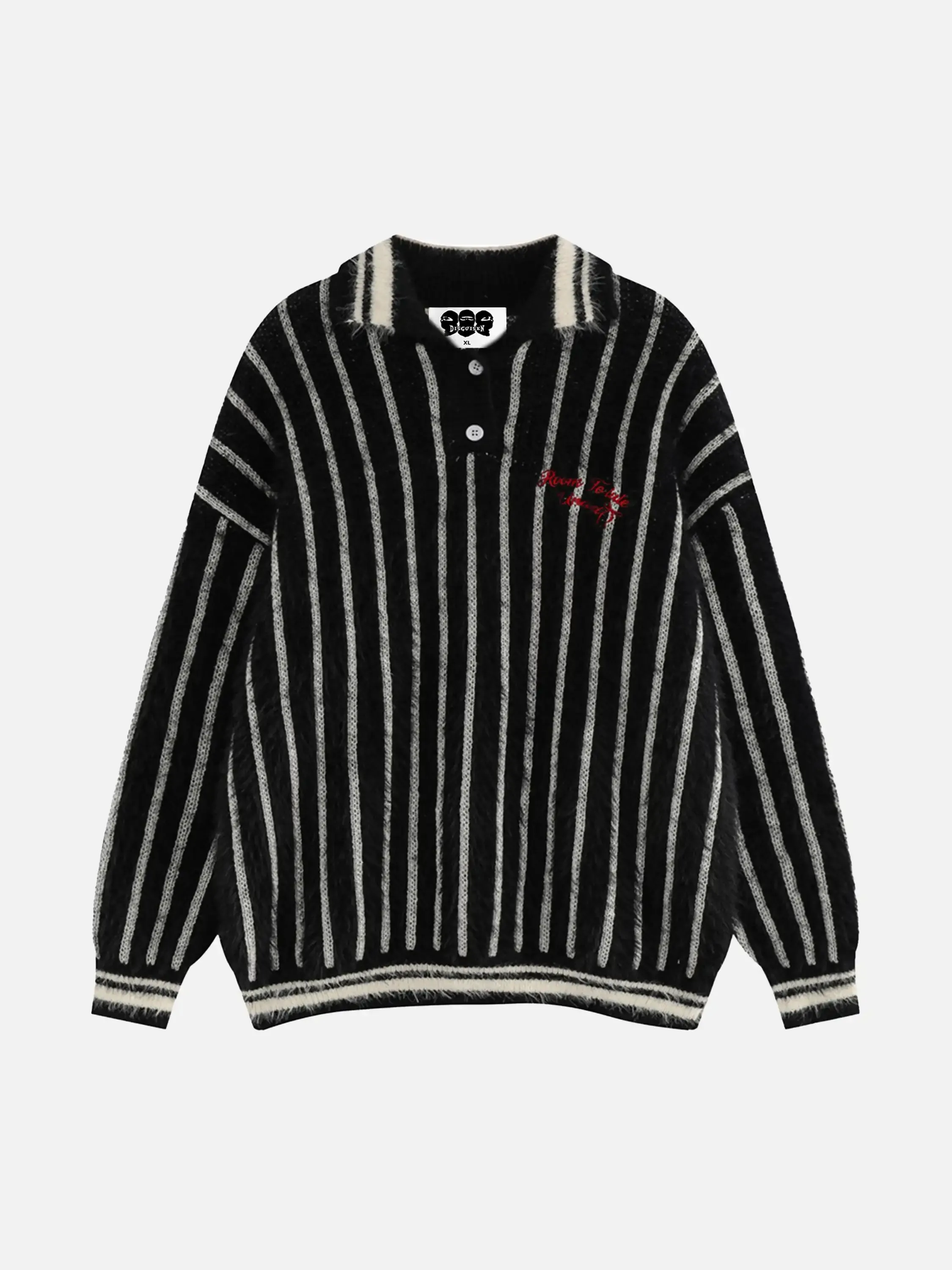 Disguisen Mohair Polo Collar Stripe Sweater