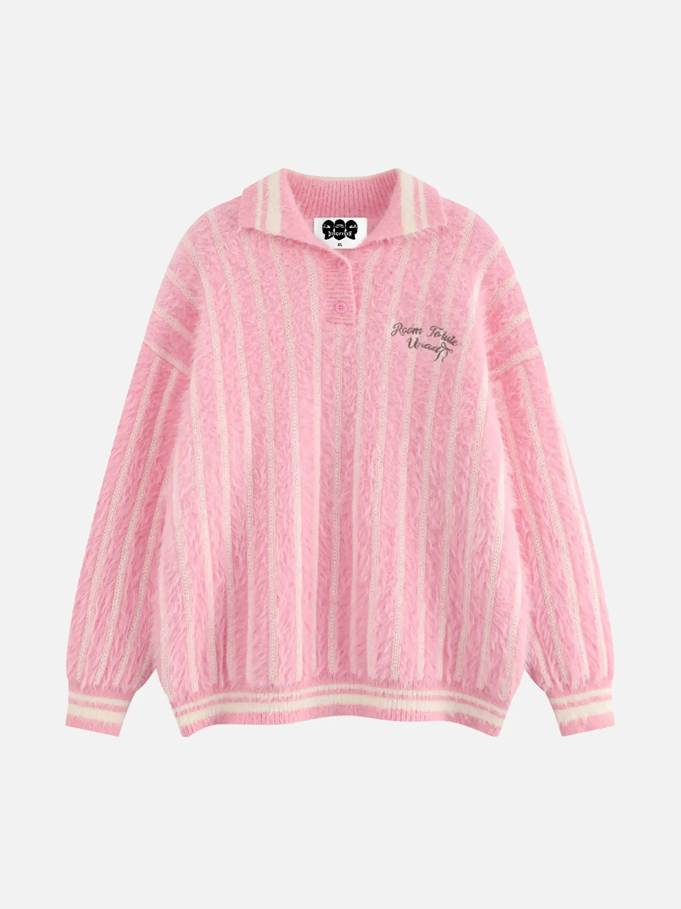 Disguisen Mohair Polo Collar Stripe Sweater