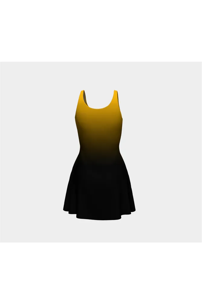 Fade Gold to Black Flare Dress