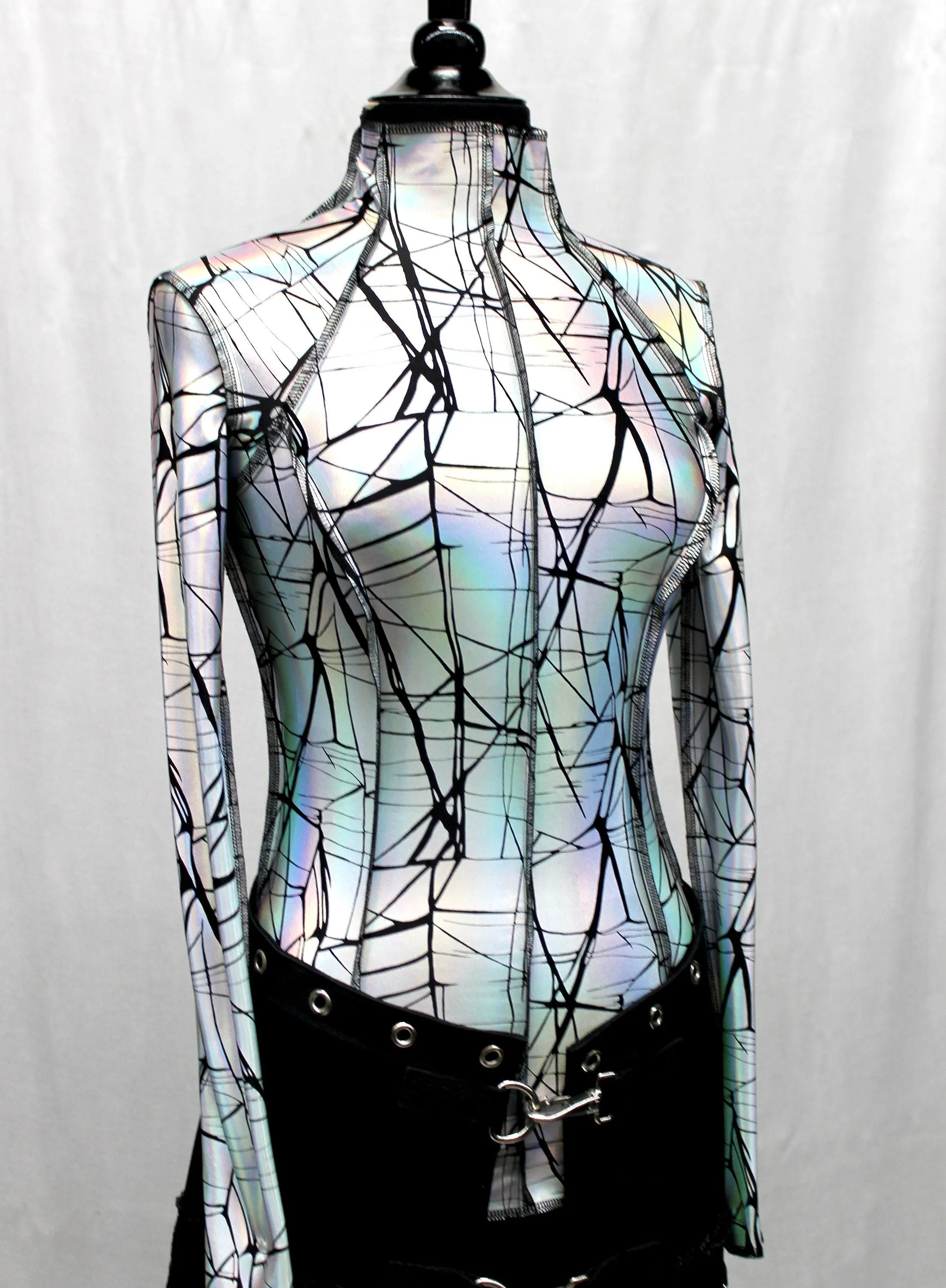FUTURE SHOCK TOP Long Sleeve - Cracked Hologram Fabric - White