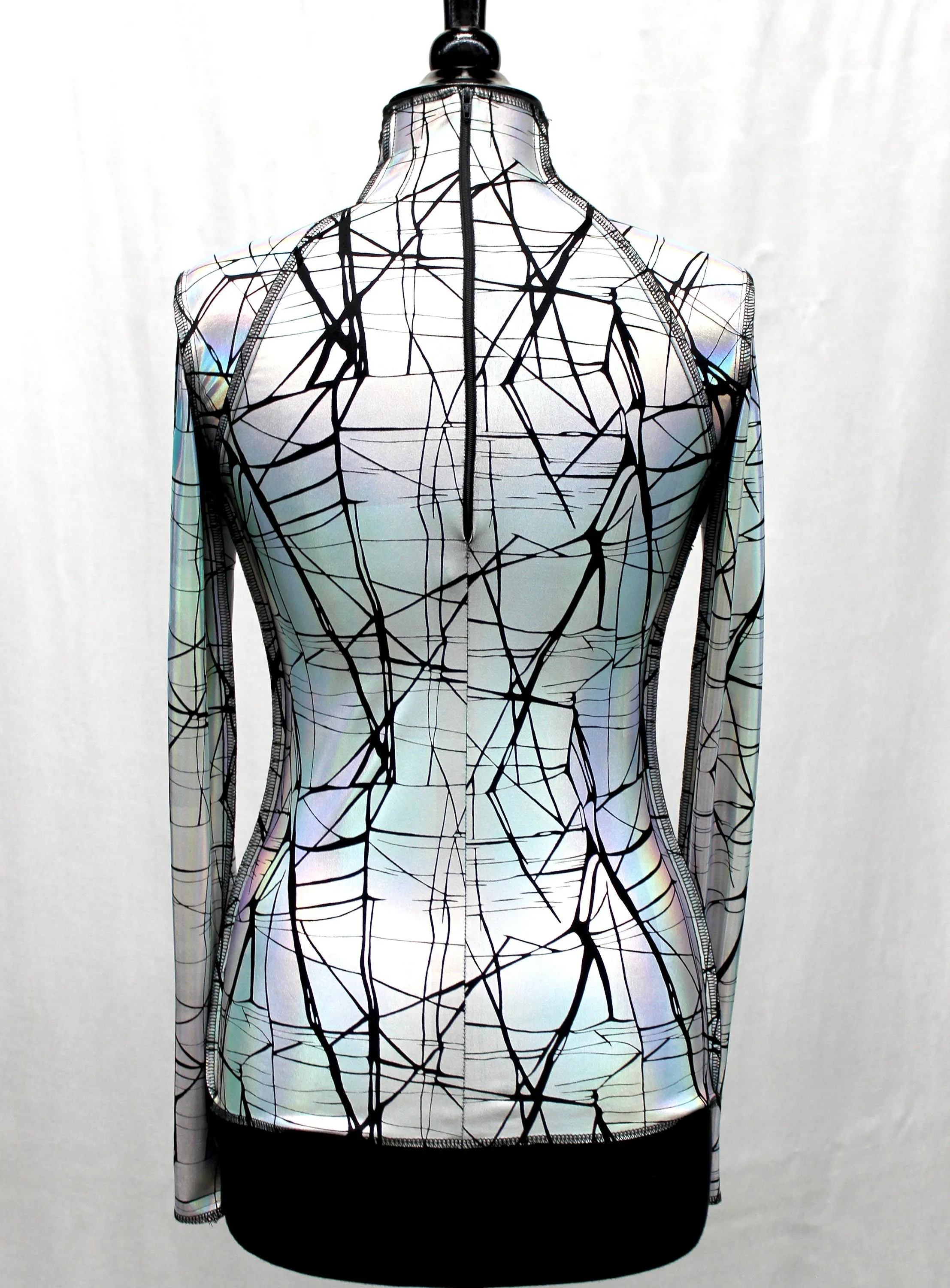 FUTURE SHOCK TOP Long Sleeve - Cracked Hologram Fabric - White