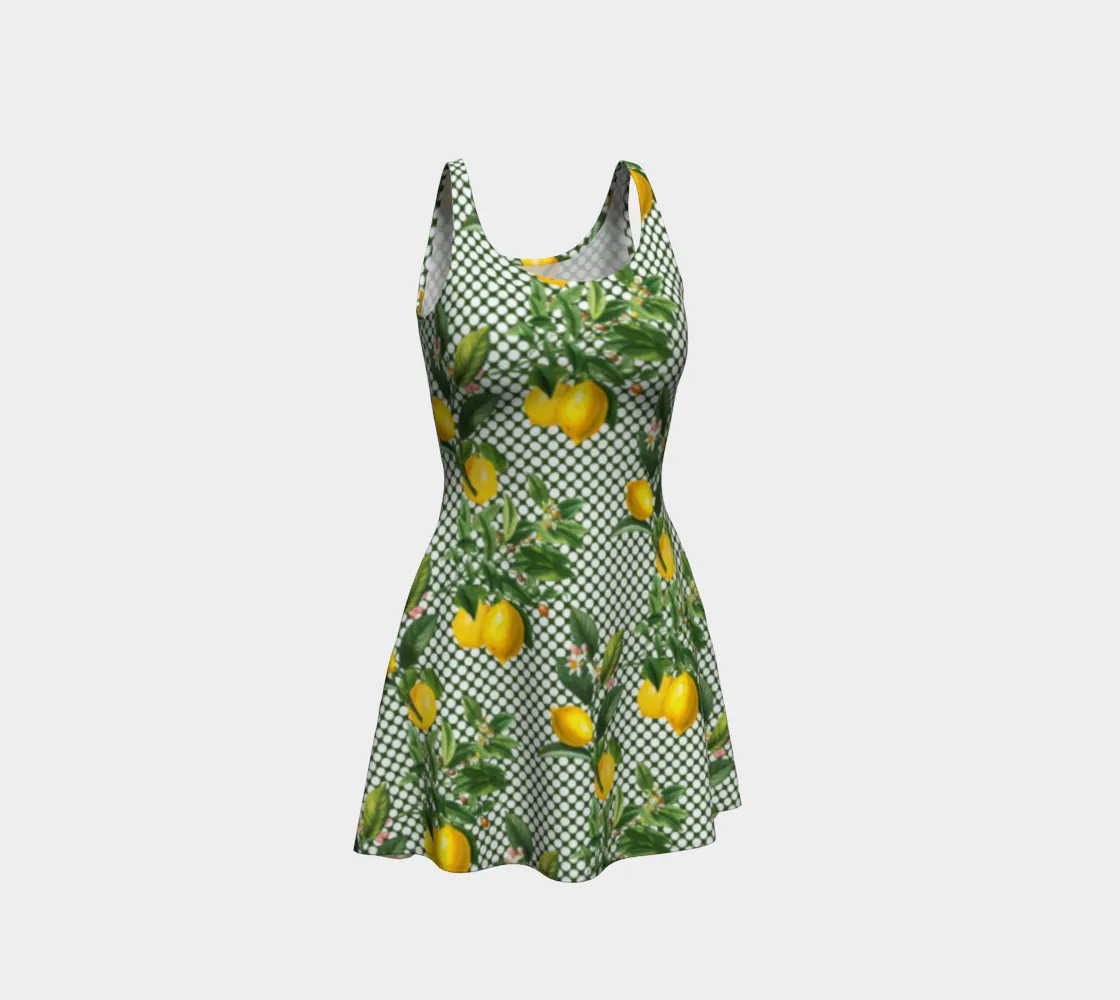 Lemony Dots Flare Dress