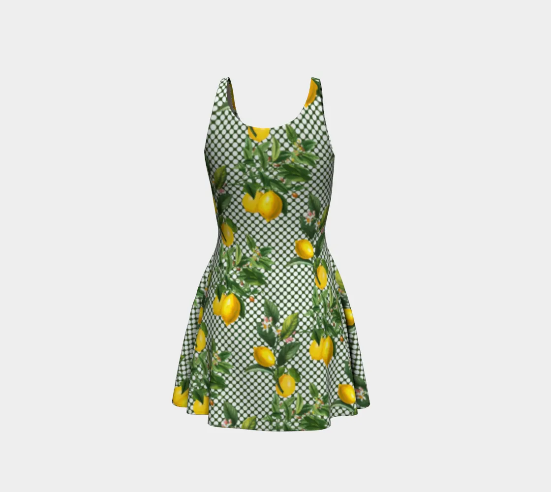 Lemony Dots Flare Dress