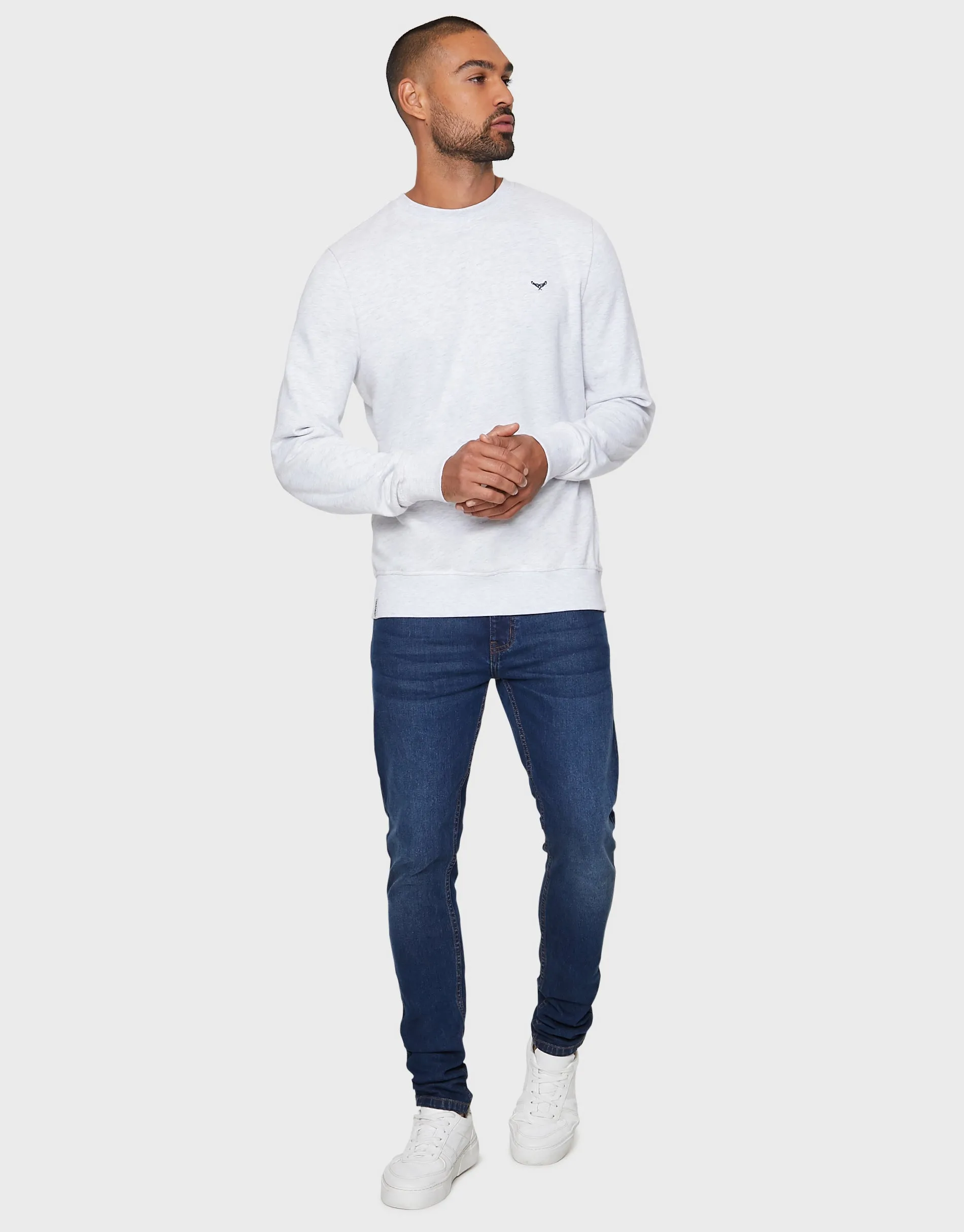 Men's Ecru Marl Crew Neck Sweatshirt