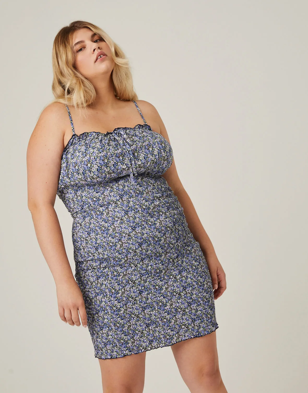 Plus Size Floral Smocked Mini Dress