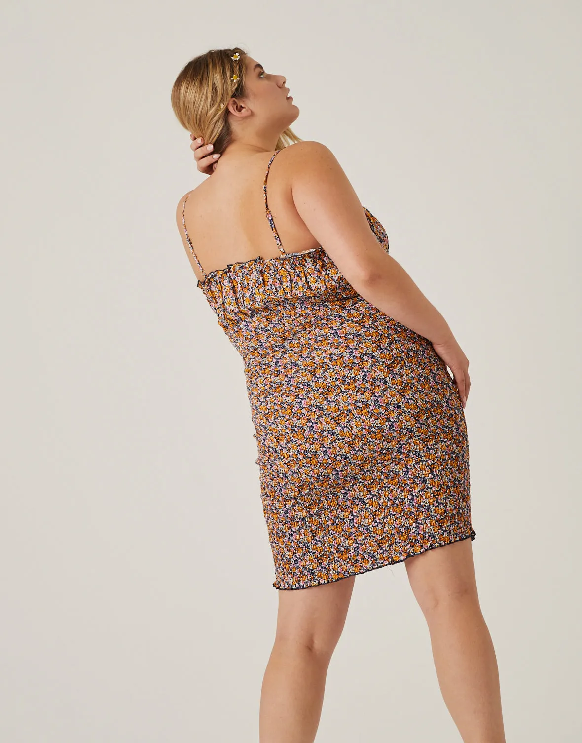 Plus Size Floral Smocked Mini Dress