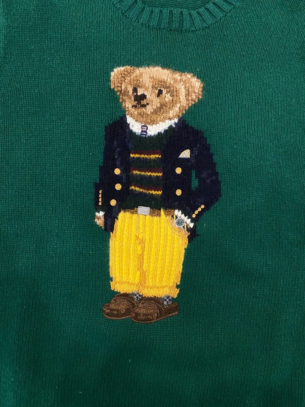 Polo Ralph Lauren Polo Bear Knit Sweater Mens Medium Green Casual