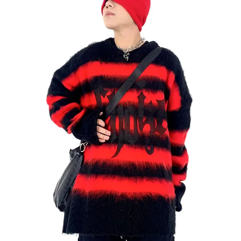 PopFlying Gothic Punk Mohair Stripes Sweater