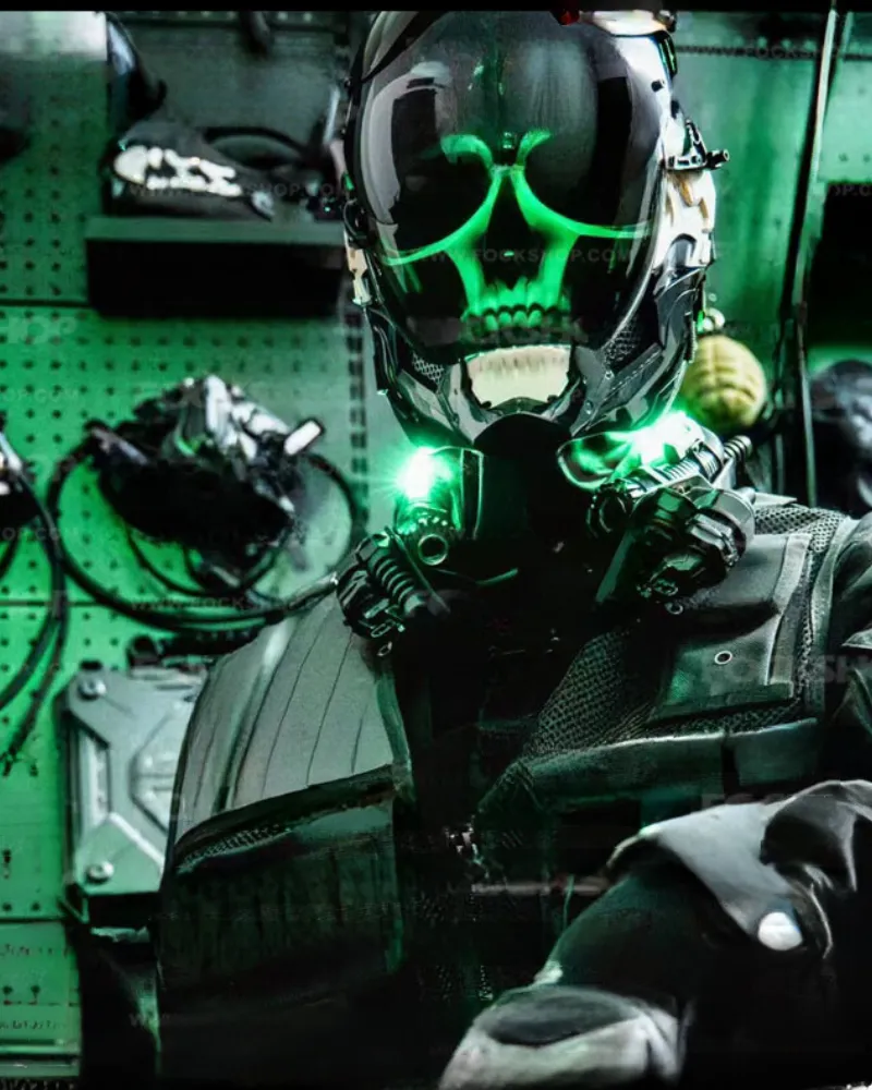 Punisher Glowing Cyberpunk Helmet Mask