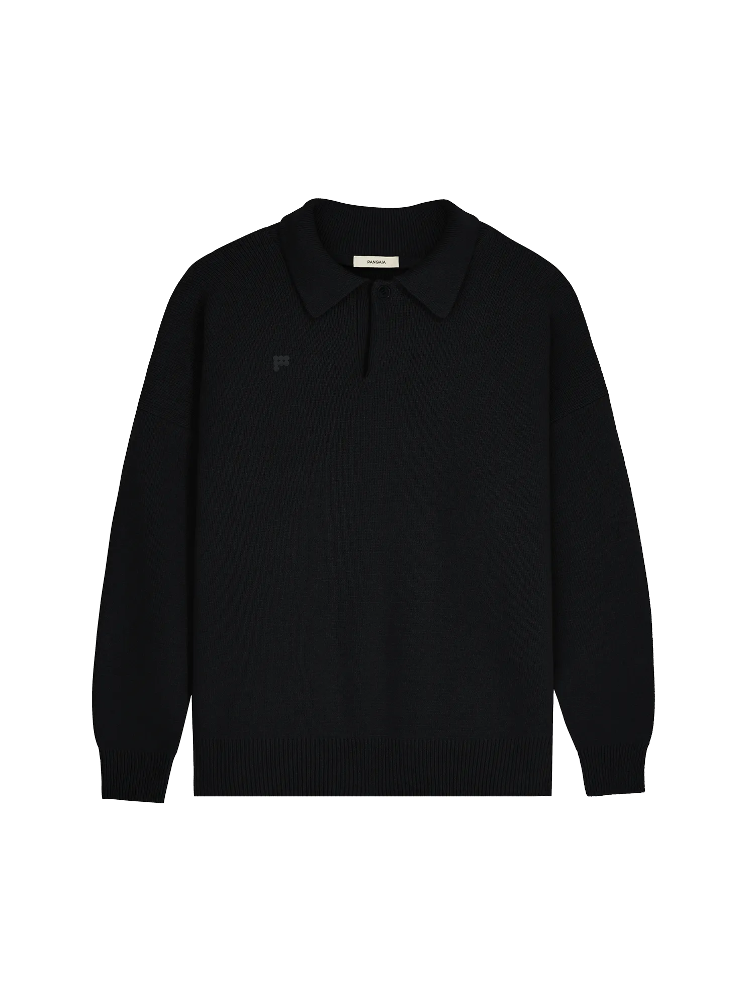 Womens Recycled Cashmere Polo Sweater—black