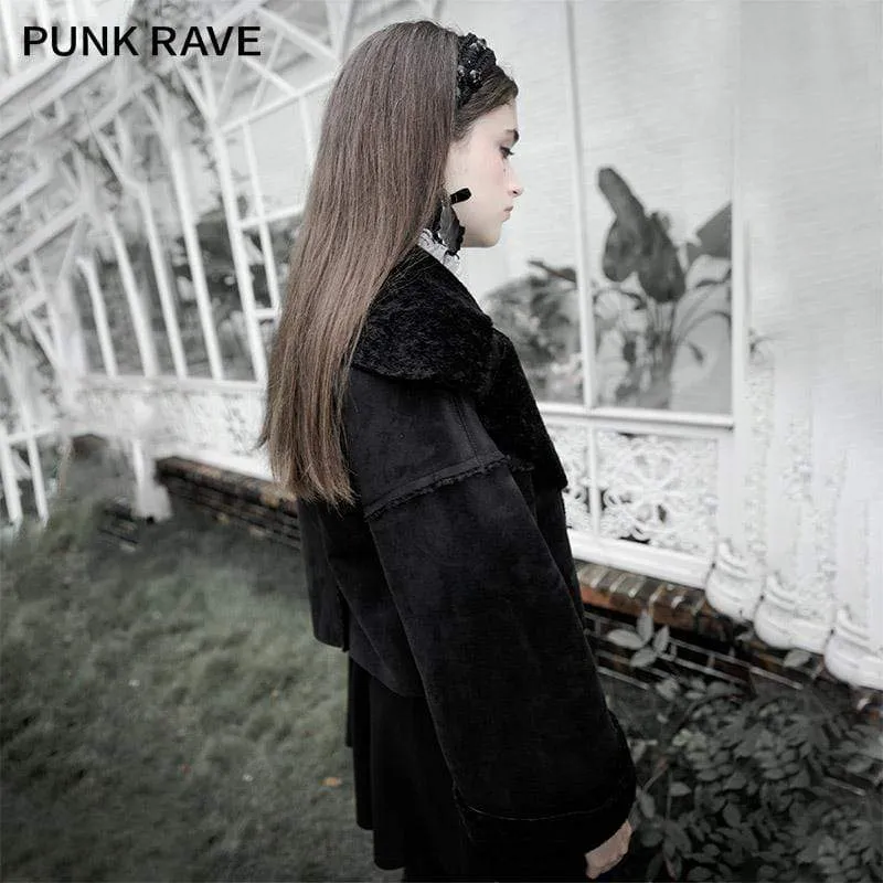 Women's Vintage Gorgeous Downy Collar Short Coat With Belt