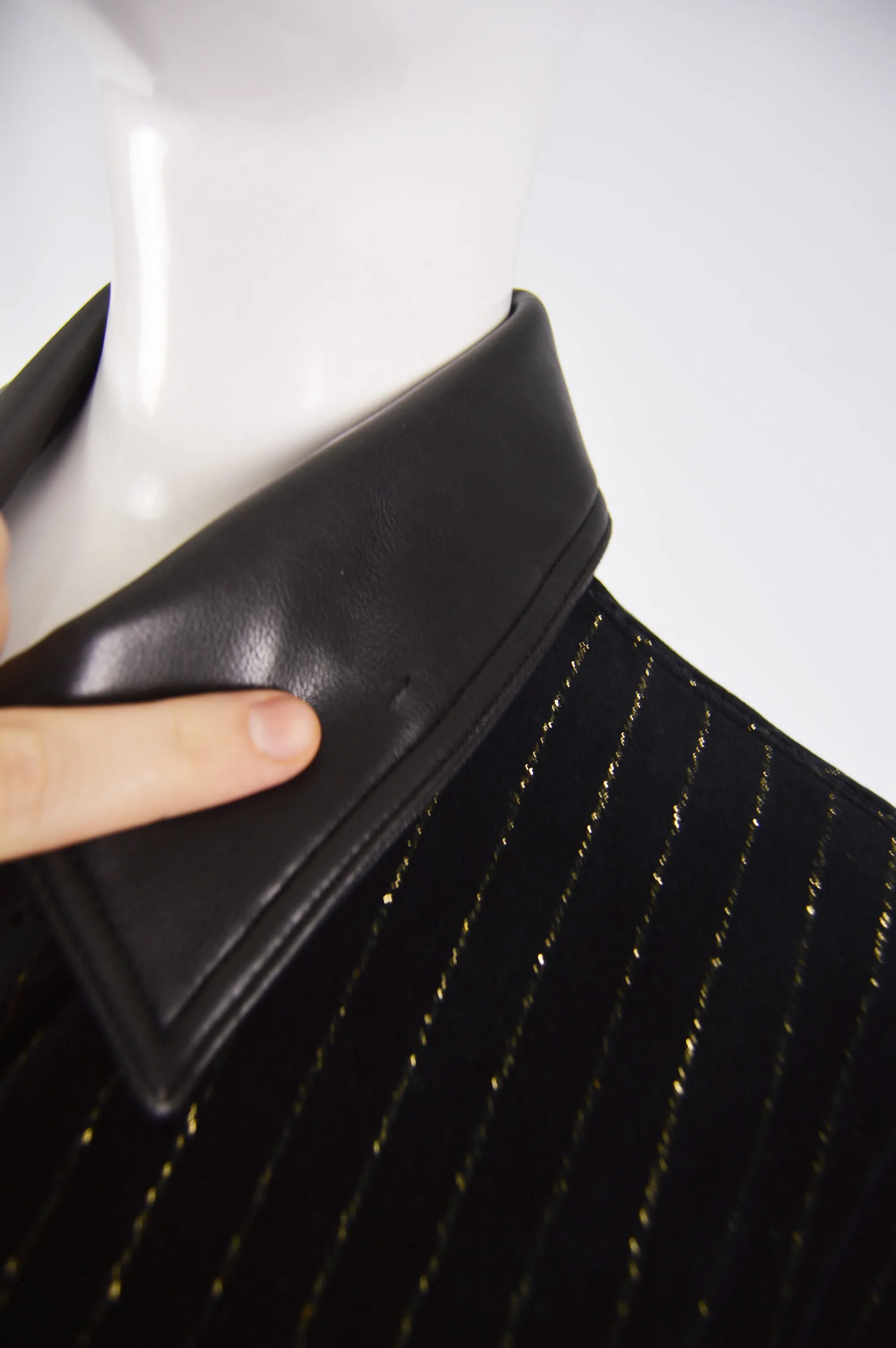 Womens Vintage Velvet & Faux Leather Jacket, 1980s