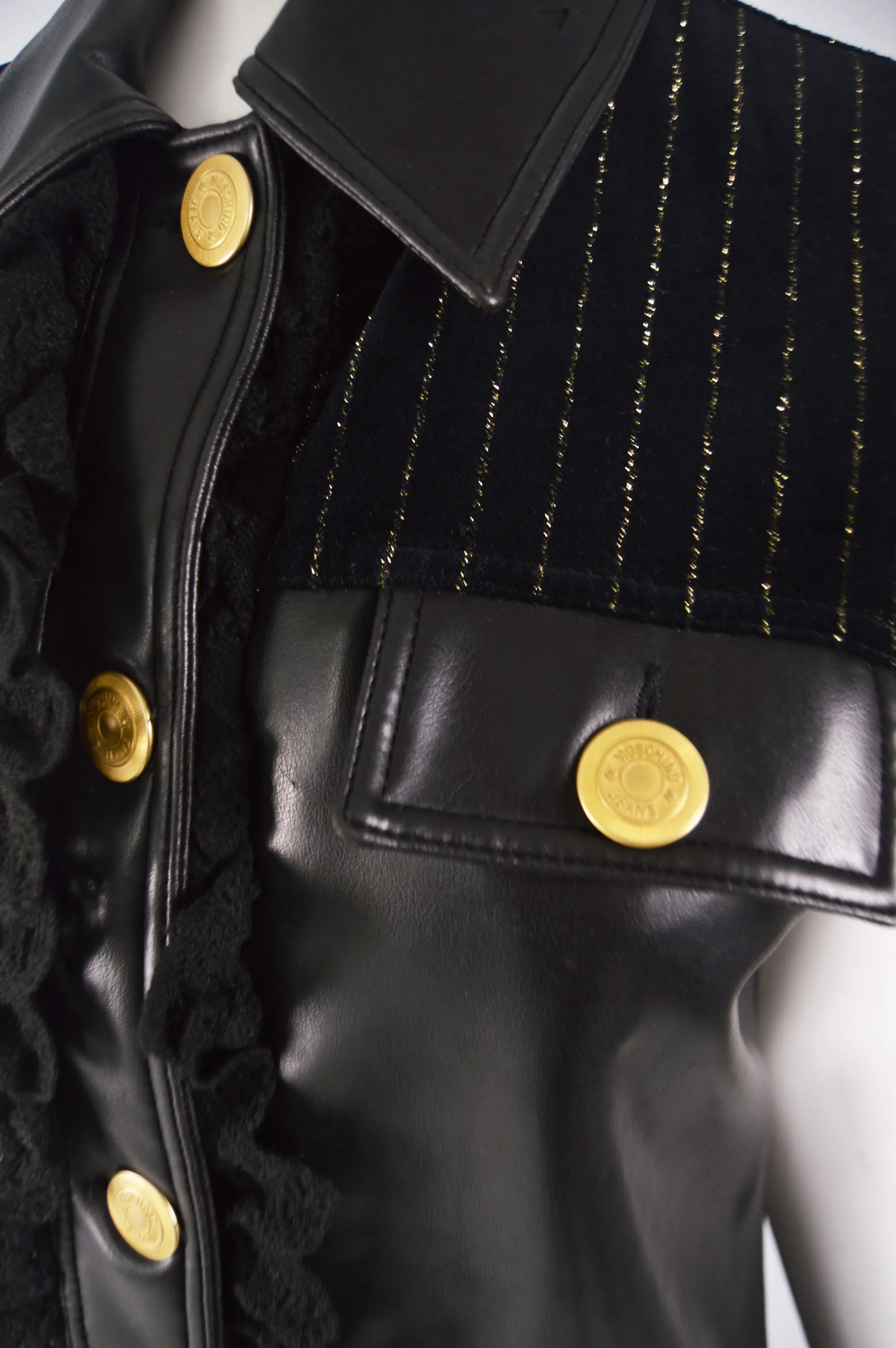 Womens Vintage Velvet & Faux Leather Jacket, 1980s