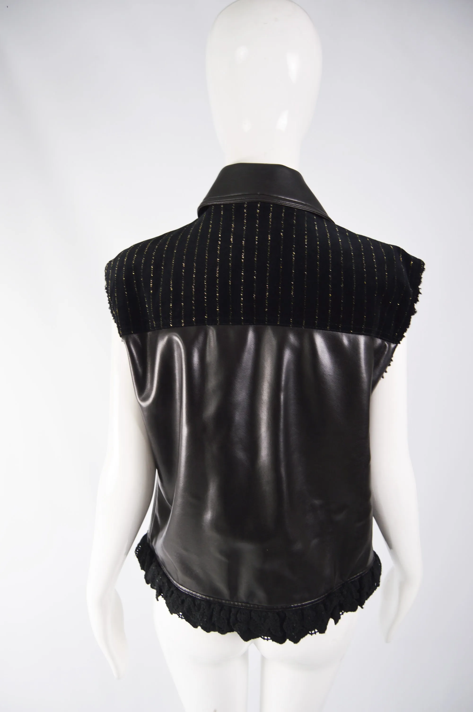 Womens Vintage Velvet & Faux Leather Jacket, 1980s