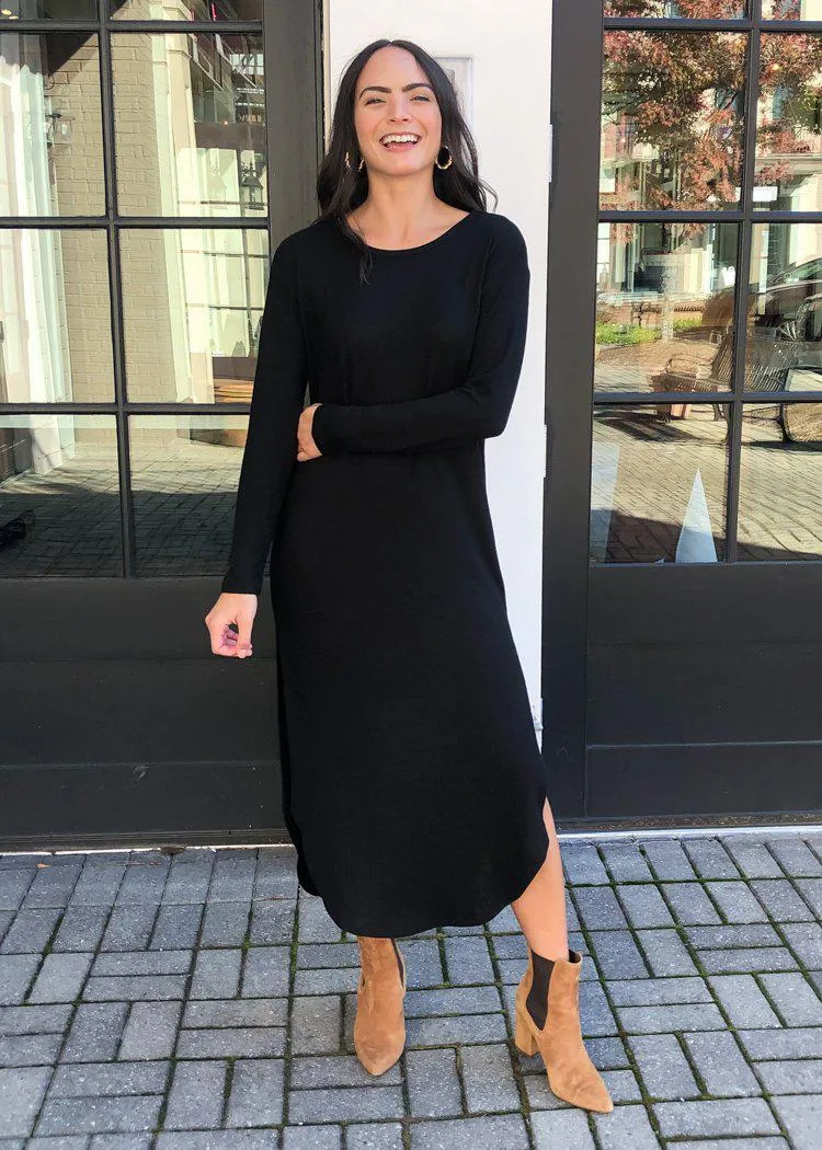 Z Supply Ray Sweater Slub Dress - Black