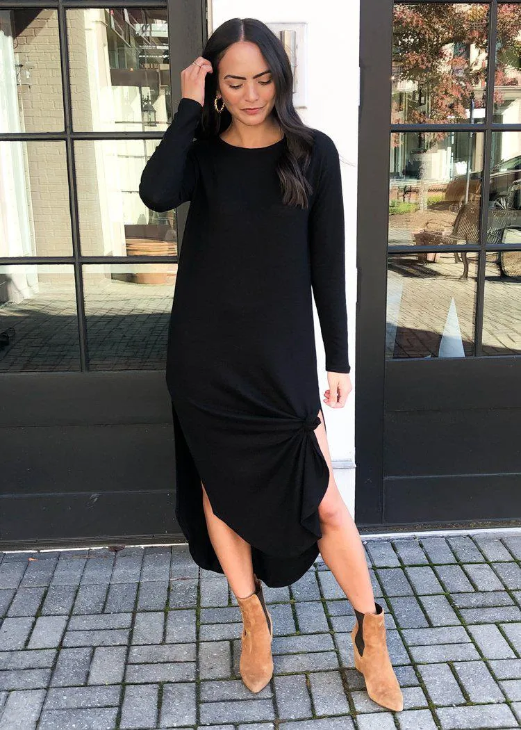 Z Supply Ray Sweater Slub Dress - Black