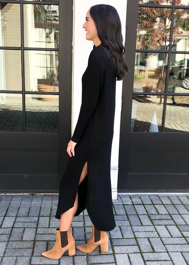 Z Supply Ray Sweater Slub Dress - Black