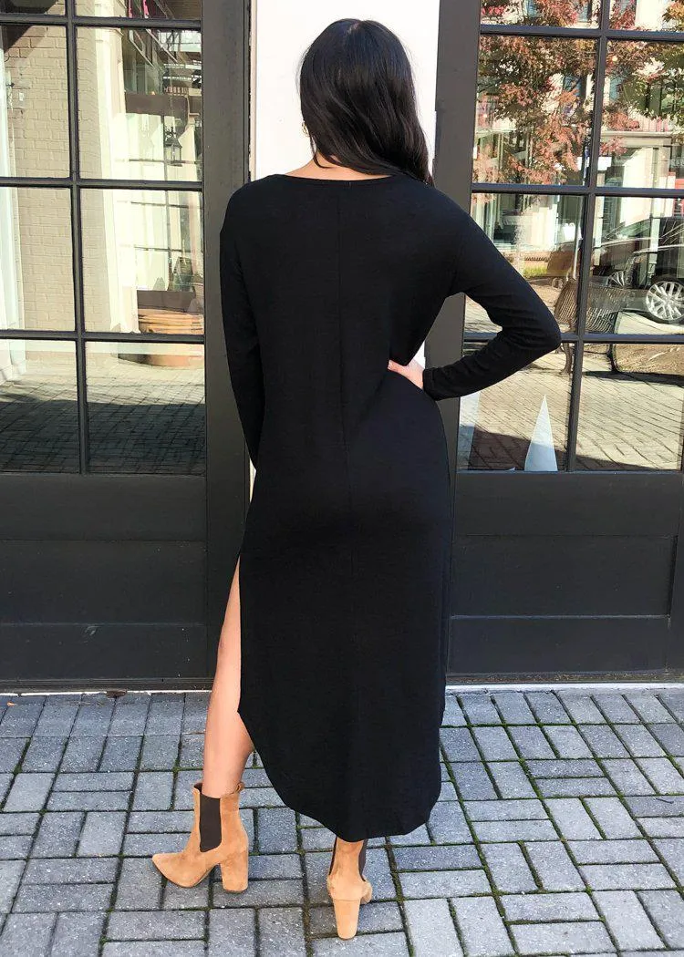 Z Supply Ray Sweater Slub Dress - Black