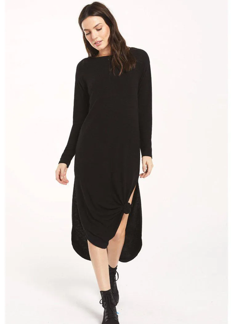 Z Supply Ray Sweater Slub Dress - Black